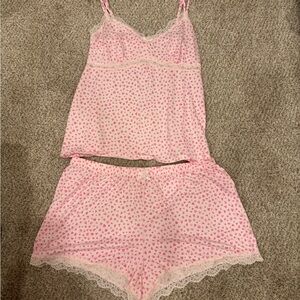 Laura Ashley Pink Lace Trim Sleepwear Set